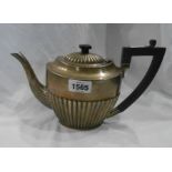 A silver teapot of semi-reeded oval design - replacement knop - Birmingham, 1919