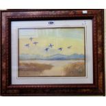 Robert Piper: decorative framed watercolour entitled 'Last flight of the Day' - signed