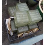 A quantity of old architectural glass bricks