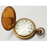 A gold plated cased gentleman's hunter pocket watch by Herbert Wolf - lever movement not running