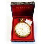 A vintage gold plated cased Ingersoll Ltd, London 'Triumph' gentleman's pocket watch with English