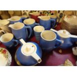 A large quantity of vintage New Devon Pottery Newton Abbot incised souvenir wares in the blue and