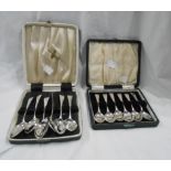 A cased set of six late Georgian silver teaspoons - sold with a cased set of later Edward Viner