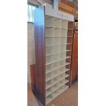 A 101cm modern mixed wood freestanding pigeon-hole storage unit with forty open spaces - 2.2m high