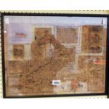 A frame map print of North Wales with antiqued finish