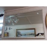 A Hogarth style framed bevelled oblong wall mirror - sold with a white painted and silvered framed