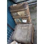 Two vintage canvas travelling trunks