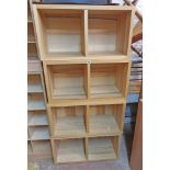 Four matching 80cm modern oak effect two shelf open bookcases