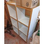 A 90cm modern mixed wood six section open storage unit
