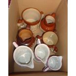 A box containing a selection of ceramic items comprising a Royal Doulton salt glazed stoneware