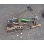 A small selection of assorted tools and other collectable items including spanners, oversized