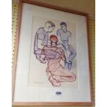 Clare Homsey: a mixed media study of three male figures - signed