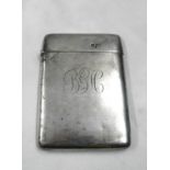 A Walker & Hall silver flip-top card case with engraved 'B.G.H.' initials to front