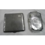 Two silver cigarette cases comprising one with engine turned decoration and blank cartouche (catch