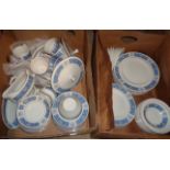 Two boxes containing a large quantity of Wood & Sons dinner and teaware in the Alpine White pattern