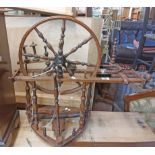 A small Edwardian spinning wheel with turned spindle decoration - for restoration