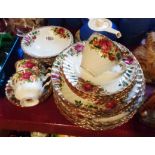 A small quantity of china comprising two Royal Albert Old Country Roses cups and saucers and a