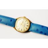 A vintage 9ct gold cased Seafarer gentleman's day/date wristwatch with automatic movement, on