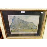 †Lionel Edwards: a framed coloured print entitled 'Racing at Gibraltar' - signed to the margin