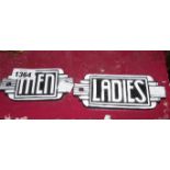 A pair of modern painted cast iron 'men' and 'ladies' signs