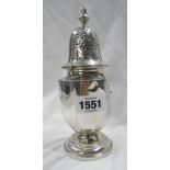 A 19.5cm silver sugar caster of pedestal form - Chester 1905 - dents