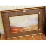 John Baragwanath King: a gilt framed watercolour depicting a moorland landscape - signed - some