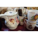 A small selection of assorted ceramics including early 19th Century floral painted bone china jug