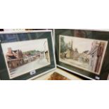 Grahame Penn: two framed hand coloured etchings entitled 'Pilton' and 'Braunton'