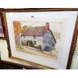 Ralph Todd: a gilt framed watercolour, depicting a view of an old Cornish cottage - also includes