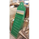 A 50cm modern green painted wood freestanding shop magazine display rack
