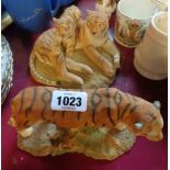 Two Sherratt & Simpson resin models depicting tigers