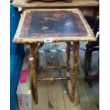 A Victorian bamboo occasional table with remains of lacquered decoration to top