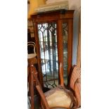 A 74cm early 20th Century inlaid mahogany freestanding corner display cabinet with adapted