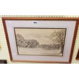 Bill Waugh: a framed golfing original pencil drawing entitled 'Casa Club' - signed and dated 1988