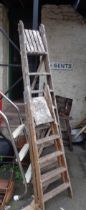 Two old wooden step ladders - for decorative use only