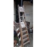 Two old wooden step ladders - for decorative use only