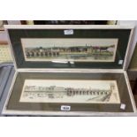 Grahame Penn: a pair of framed hand coloured panoramic engravings entitled 'Barnstaple'