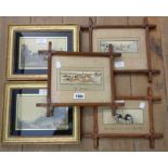 Three Victorian cross framed Stevengraphs comprising 'The Struggle', 'Full Cry' and 'Dick Turpin's