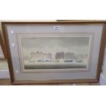 Cybil Mullen Glover: a framed watercolour entitled 'Morning at the Barbican' - signed - details