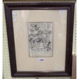 Saul Lishinsky: a framed ink drawing entitled 'Statue in the Park' - signed - 22cm X 14.5cm