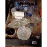 Two boxes containing a quantity of assorted ceramic and glass items including dishes, mugs, teapots,