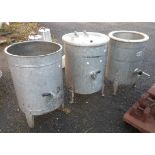 Three vintage galvanised Burco style boilers