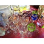 A small quantity of assorted glassware including pair of Victorian cranberry opalescent vases, set