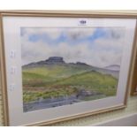†Brian Hayes: a framed Dartmoor watercolour entitled 'Where Sheep May Safely Graze' - signed -