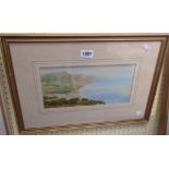 Walter Henry Sweet: a watercolour view of Sidmouth and its coastline, looking East - signed - 14cm X
