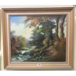 †Terry Burke: a framed oil on canvas entitled 'Water Splash on the Dart Moorland' - signed - 49.