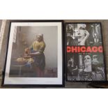 A framed print for the musical Chicago - sold with a framed Vermeer print and another