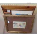 A quantity of framed small format coloured prints including four Louis Wain examples, etc.