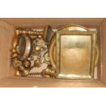 A box containing a quantity of brassware including candlesticks, vases, bowls, bells, trays, etc.