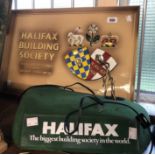 A vintage Halifax Building Society advertising sign - sold with a Halifax advertising golfer